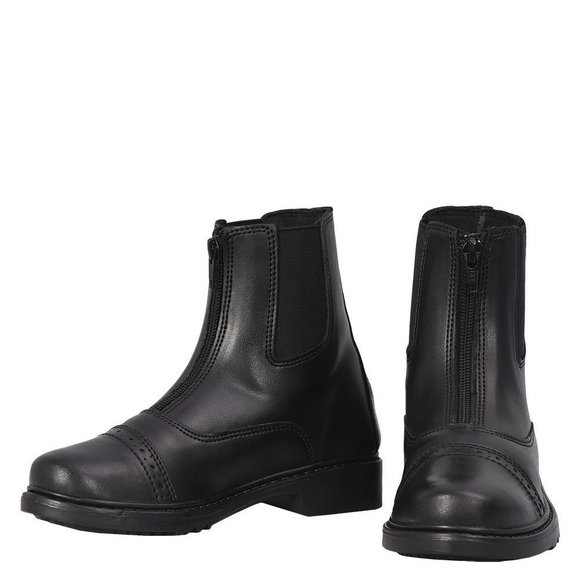 NEW TUFFRIDER CHILDREN'S STARTER FRONT ZIP PADDOCK BOOTS, BLACK, 2 - Picture 1 of 5